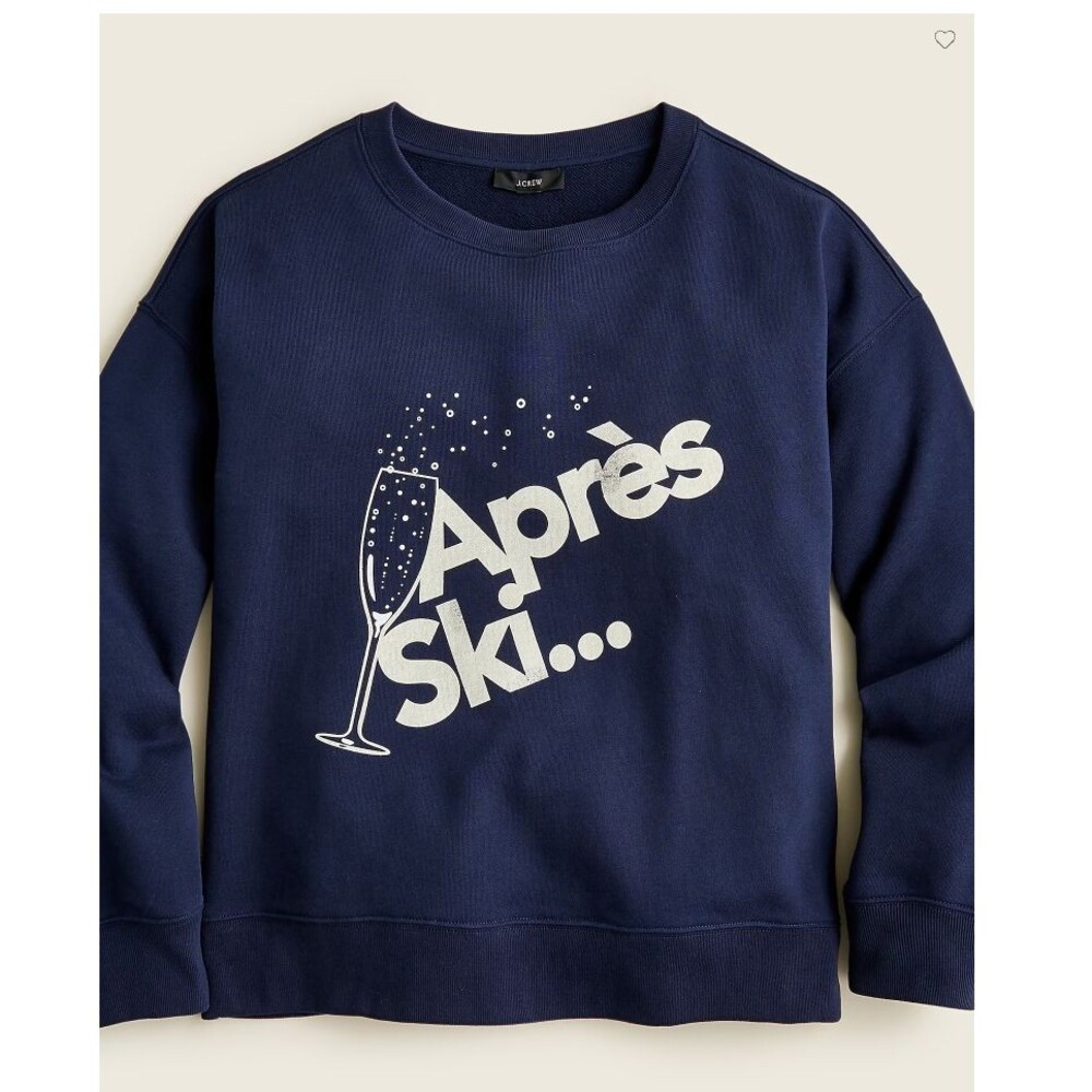 J.Crew "Après Ski..." Champagne Glass Graphic Sweatshirt Sz S NWOT